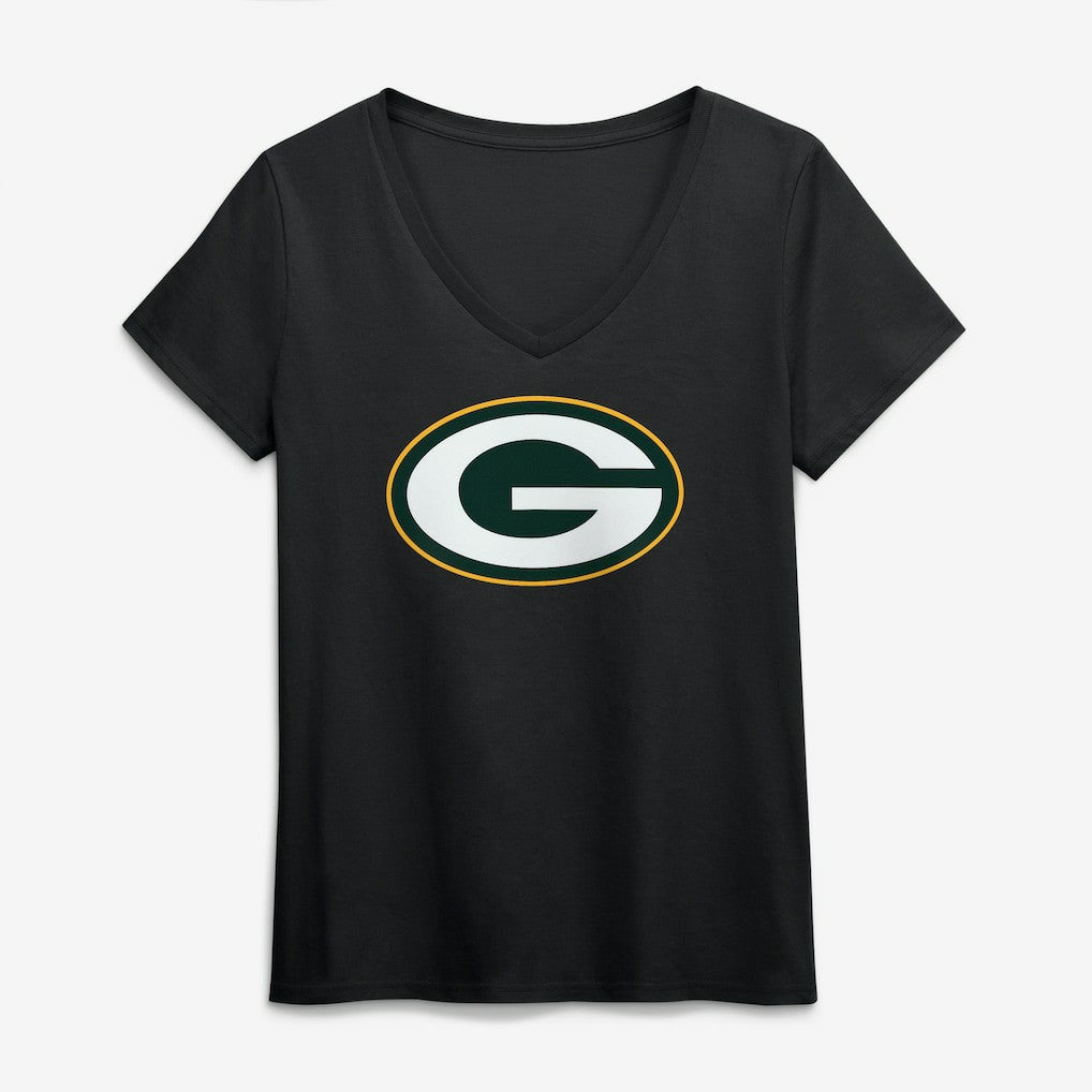 Green Bay Packers  Logo Athletic Women's Primary Logo V-Neck T-Shirt