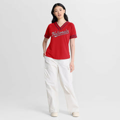Washington Nationals Fanatics Women's Diva Race Ahead Raglan V-Neck T-Shirt | MLB For sale