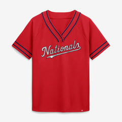 Washington Nationals Fanatics Women's Diva Race Ahead Raglan V-Neck T-Shirt | MLB For sale