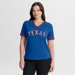 Texas Rangers Fanatics Women's Diva Race Ahead Raglan V-Neck T-Shirt | MLB Discount