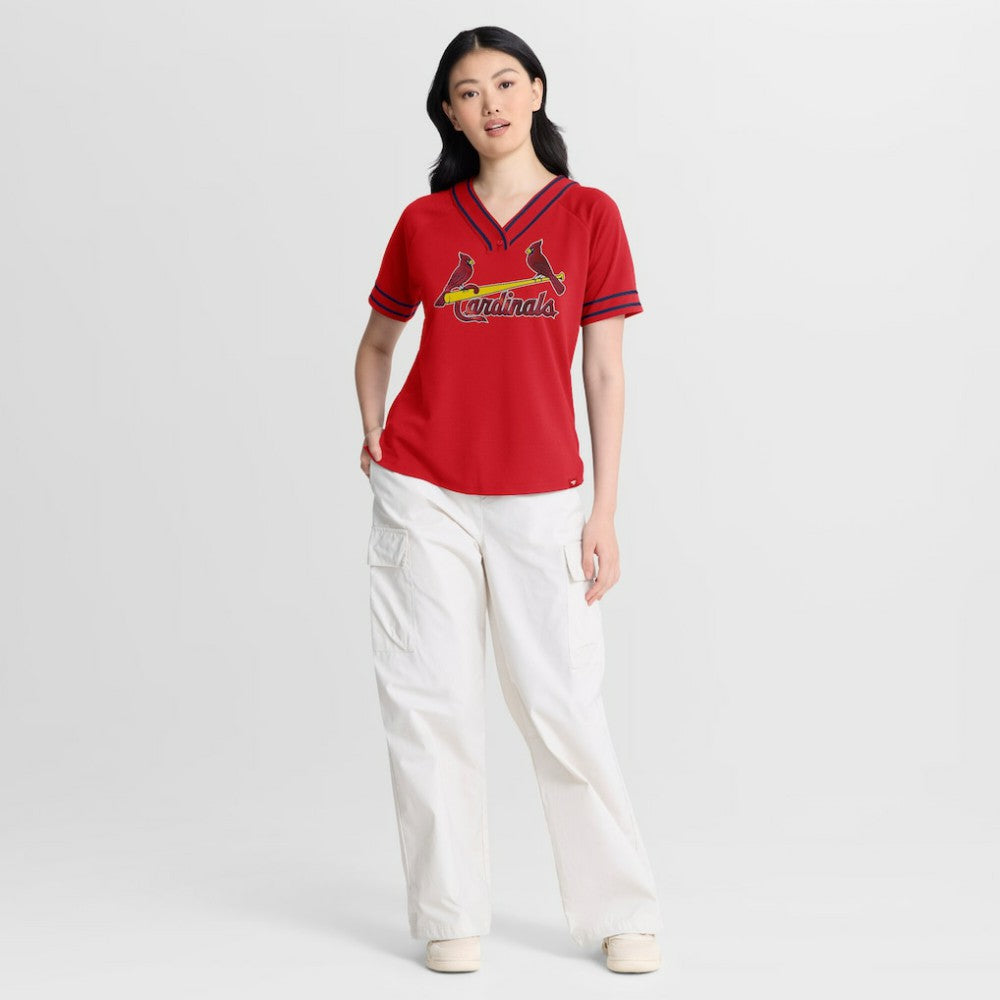 St. Louis Cardinals Fanatics Women's Diva Race Ahead Raglan V-Neck T-Shirt | MLB Sale