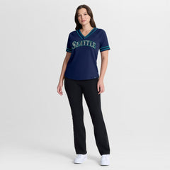 Seattle Mariners Fanatics Women's Diva Race Ahead Raglan V-Neck T-Shirt | MLB On Sale