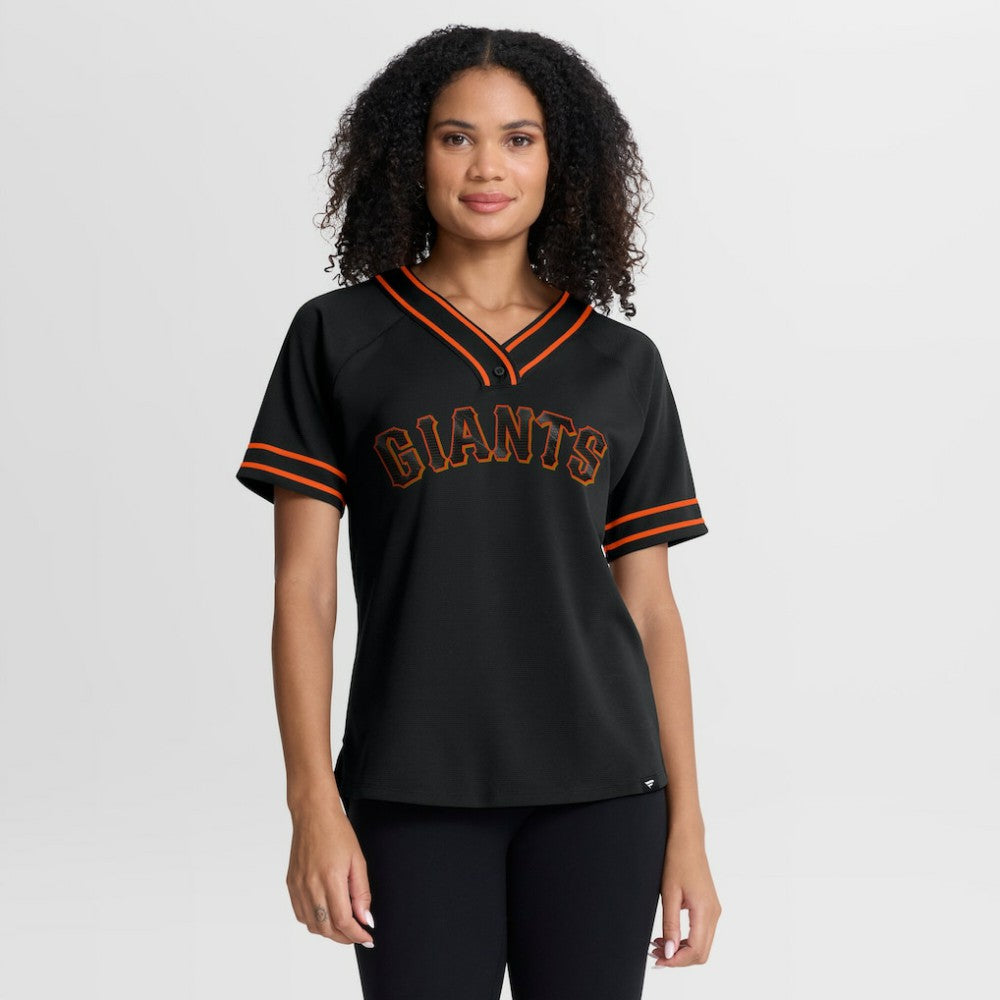 San Francisco Giants Fanatics Women's Diva Race Ahead Raglan V-Neck T-Shirt | MLB On Sale