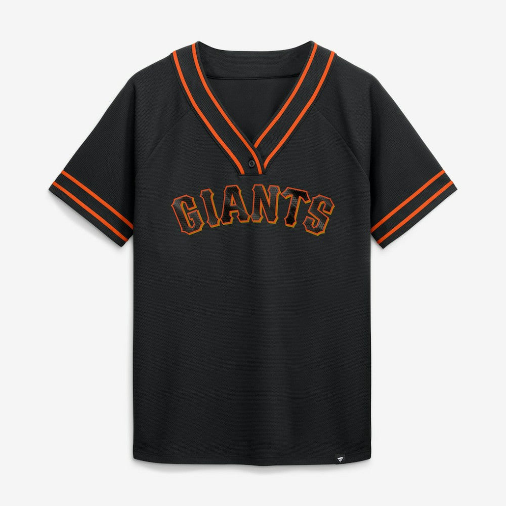 San Francisco Giants Fanatics Women's Diva Race Ahead Raglan V-Neck T-Shirt | MLB On Sale