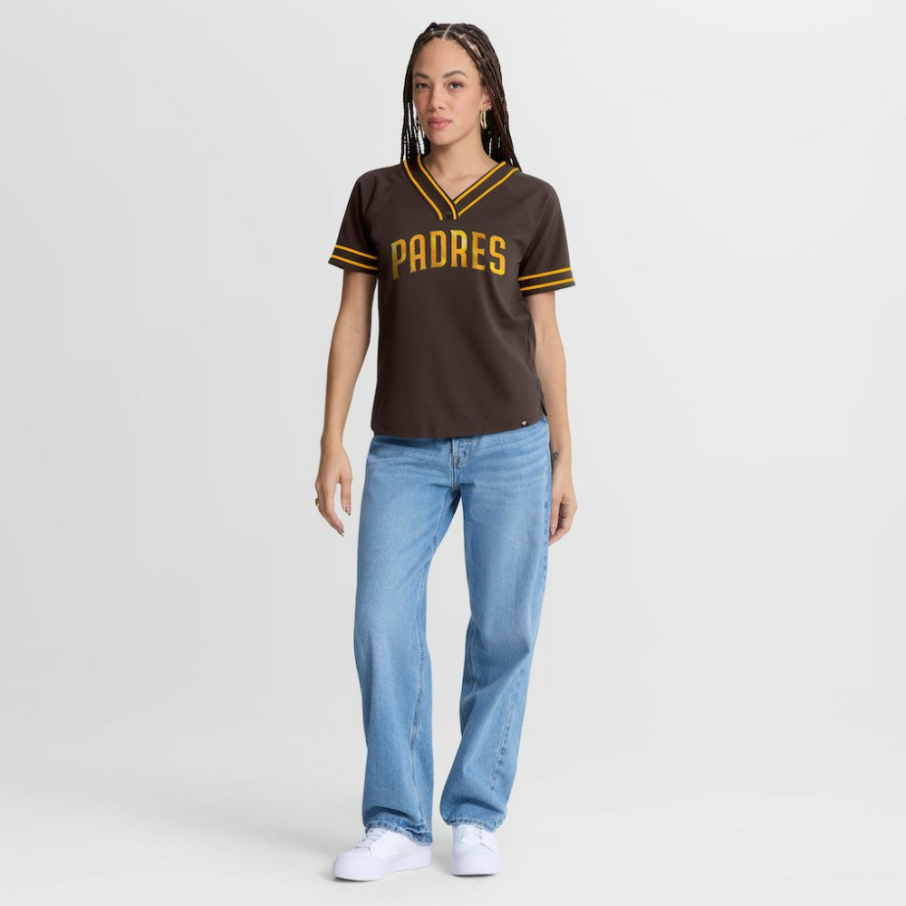 San Diego Padres Fanatics Women's Diva Race Ahead Raglan V-Neck T-Shirt | MLB Near me