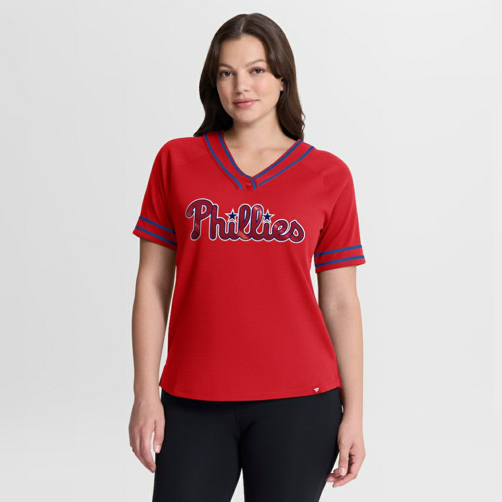 Philadelphia Phillies Fanatics Women's Diva Race Ahead Raglan V-Neck T-Shirt | MLB Near me