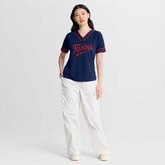 Minnesota Twins Fanatics Women's Diva Race Ahead Raglan V-Neck T-Shirt | MLB Discount