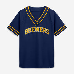 Milwaukee Brewers Fanatics Women's Diva Race Ahead Raglan V-Neck T-Shirt | MLB Discount