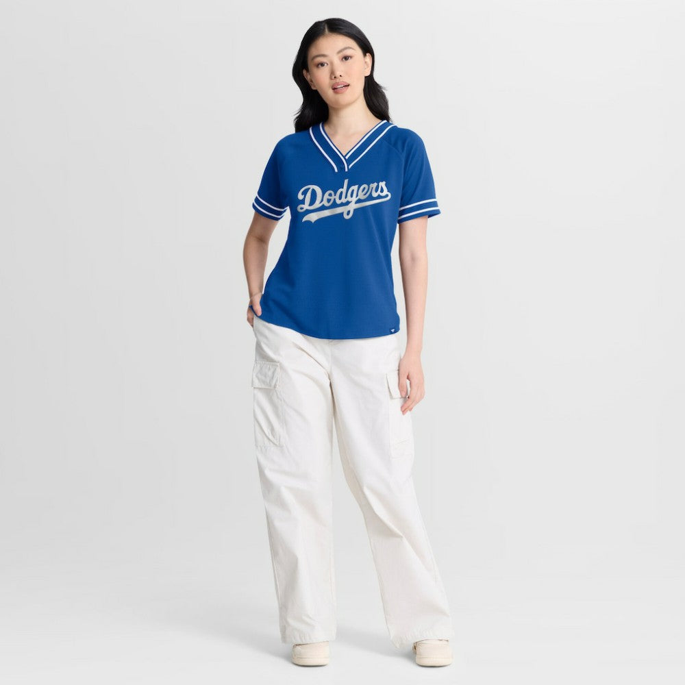 Los Angeles Dodgers Fanatics Women's Diva Race Ahead Raglan V-Neck T-Shirt | MLB Discount
