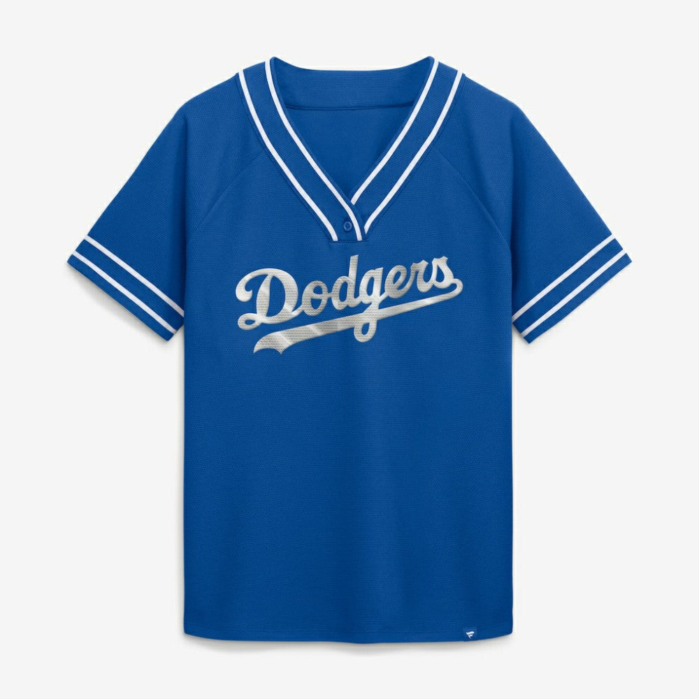 Los Angeles Dodgers Fanatics Women's Diva Race Ahead Raglan V-Neck T-Shirt | MLB Discount