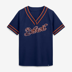 Detroit Tigers Fanatics Women's Diva Race Ahead Raglan V-Neck T-Shirt | MLB New