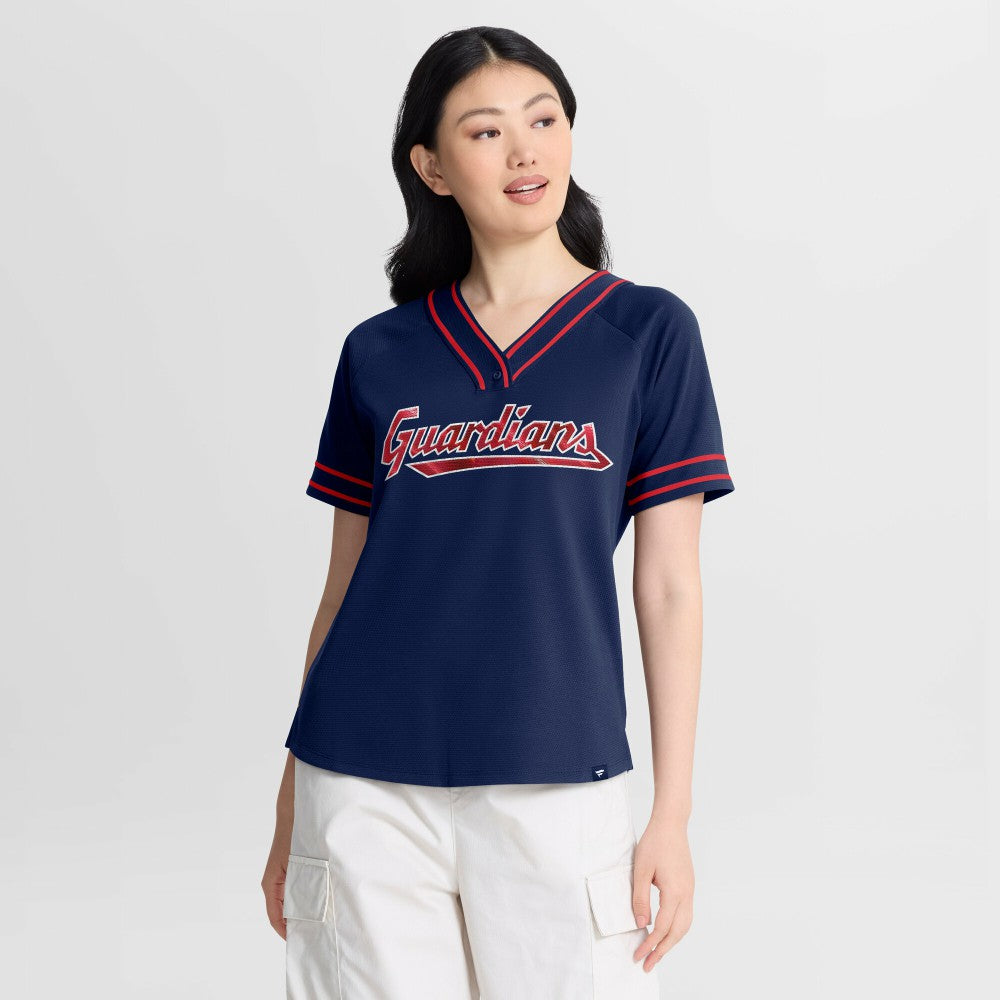 Cleveland Guardians Fanatics Women's Diva Race Ahead Raglan V-Neck T-Shirt | MLB US