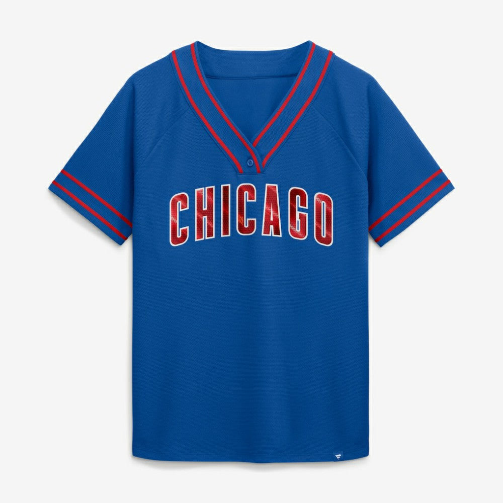 Chicago Cubs Fanatics Women's Diva Race Ahead Raglan V-Neck T-Shirt | MLB Discount