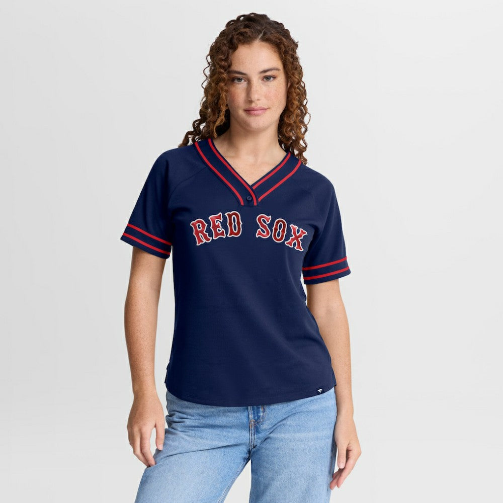 Boston Red Sox Fanatics Women's Diva Race Ahead Raglan V-Neck T-Shirt | MLB Online