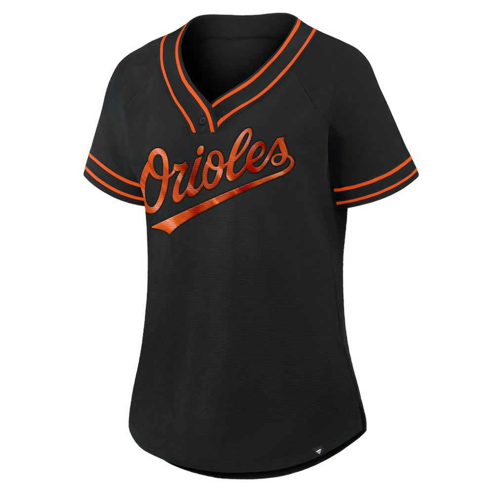 Baltimore Orioles Fanatics Women's Diva Race Ahead Raglan V-Neck T-Shirt | MLB Sale