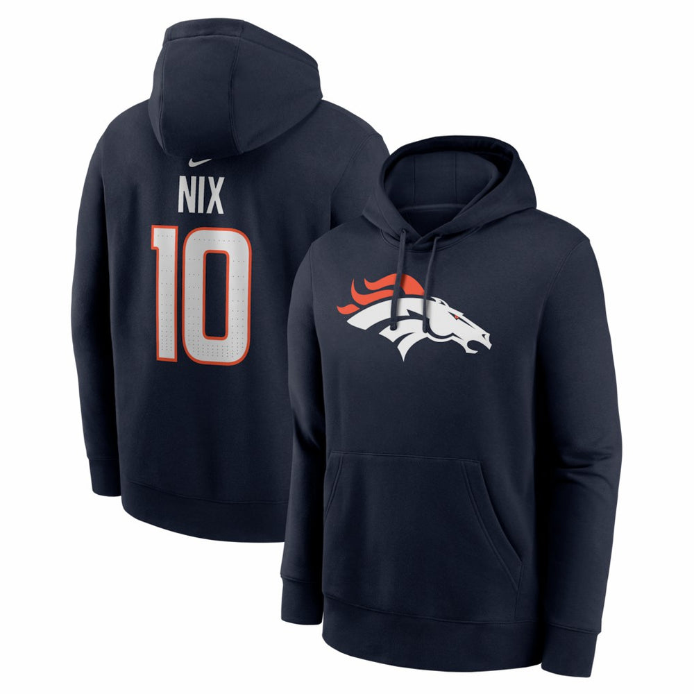 Denver Broncos Nike Bo Nix  Name & Number Fleece Hoodie