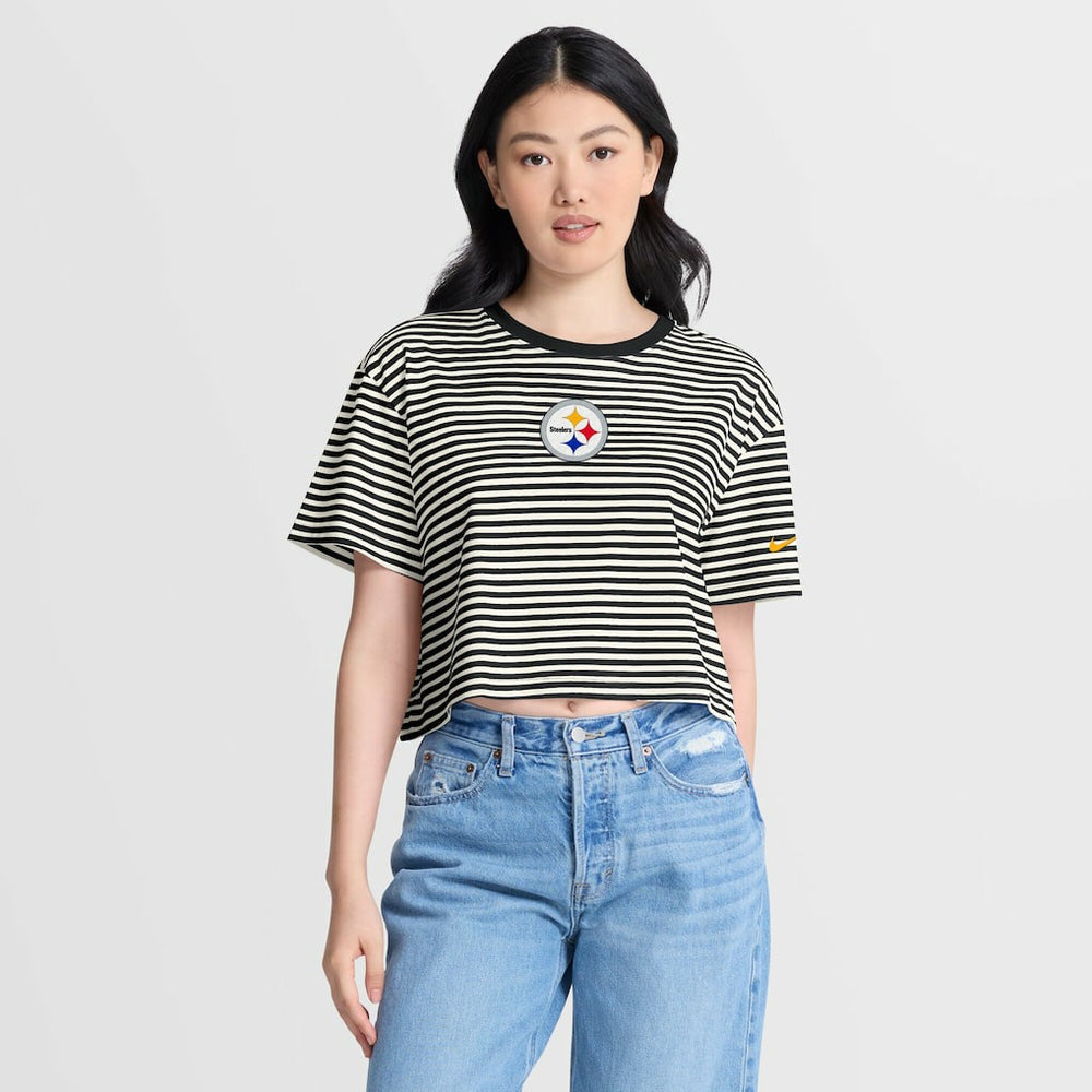 Pittsburgh Steelers Nike Women's Striped Cropped T-Shirt