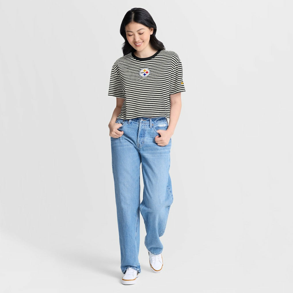Pittsburgh Steelers Nike Women's Striped Cropped T-Shirt