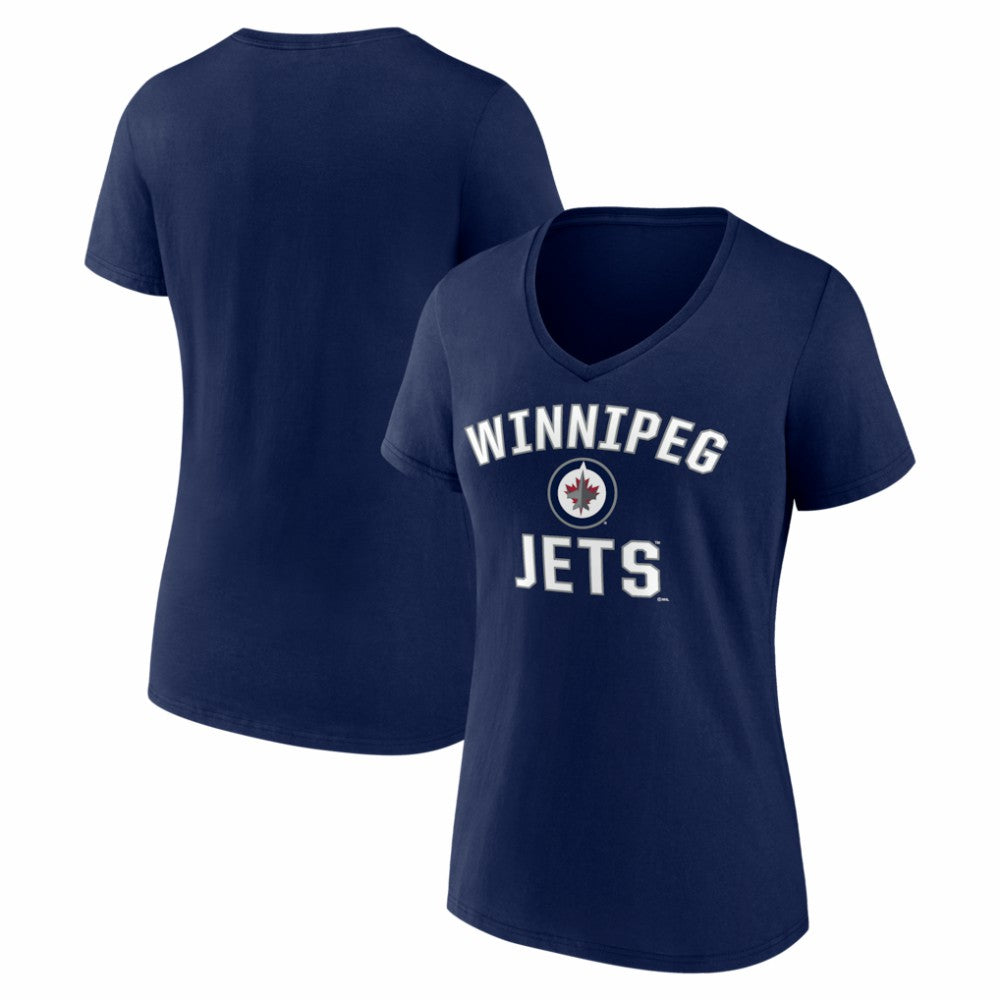 Winnipeg Jets Logo Athletic Women's Arch Victory V-Neck T-Shirt On Sale