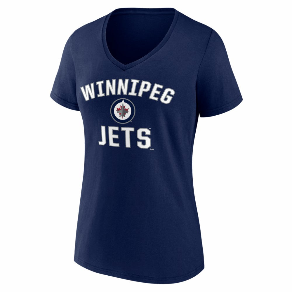 Winnipeg Jets Logo Athletic Women's Arch Victory V-Neck T-Shirt On Sale