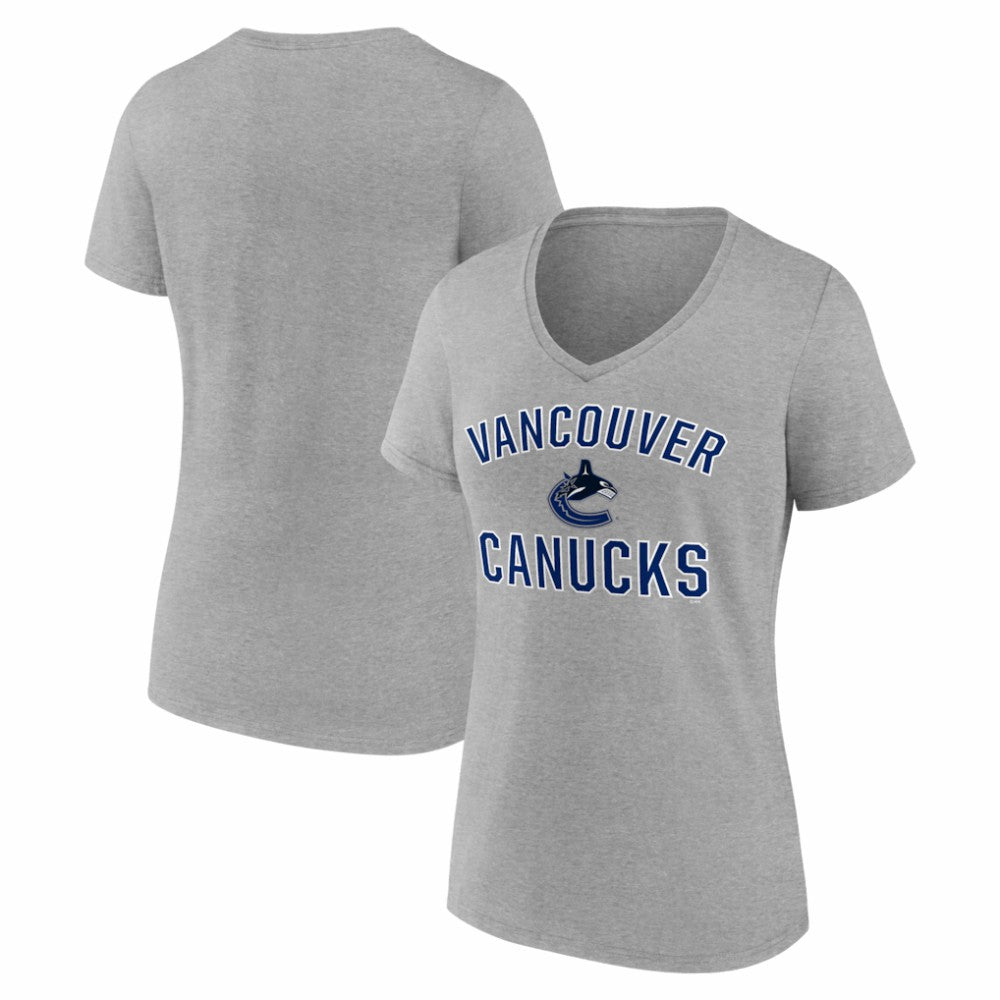 Vancouver Canucks Logo Athletic Women's Arch Victory V-Neck T-Shirt For Sale