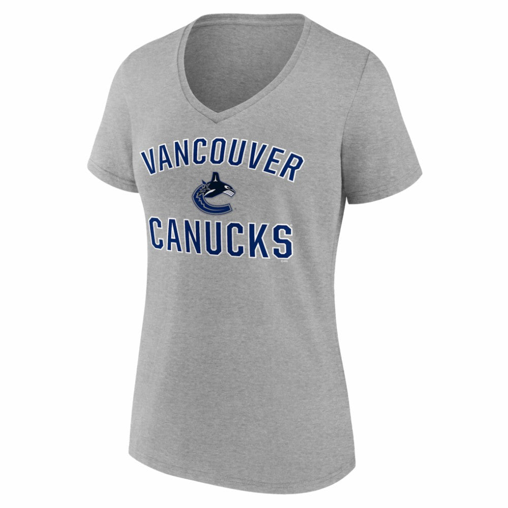 Vancouver Canucks Logo Athletic Women's Arch Victory V-Neck T-Shirt For Sale