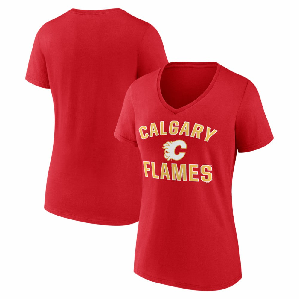 Calgary Flames Logo Athletic Women's Arch Victory V-Neck T-Shirt Online
