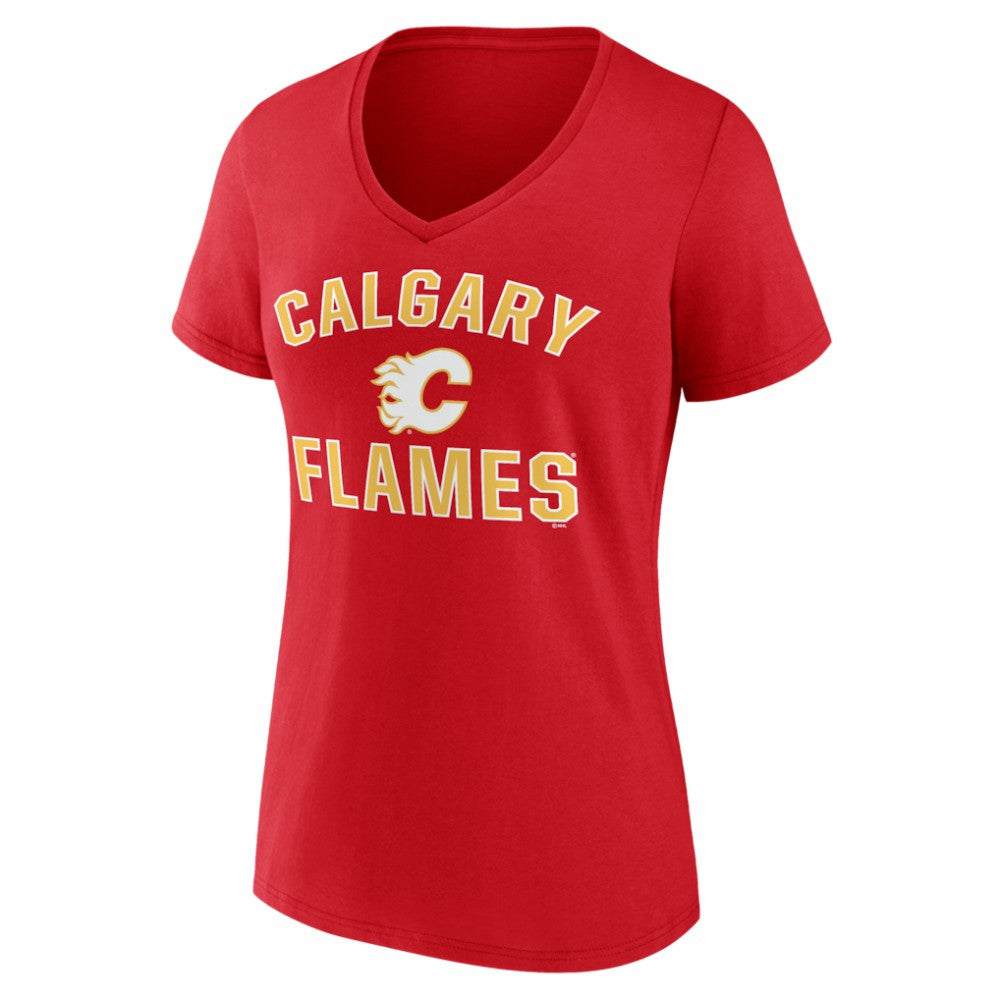 Calgary Flames Logo Athletic Women's Arch Victory V-Neck T-Shirt Online