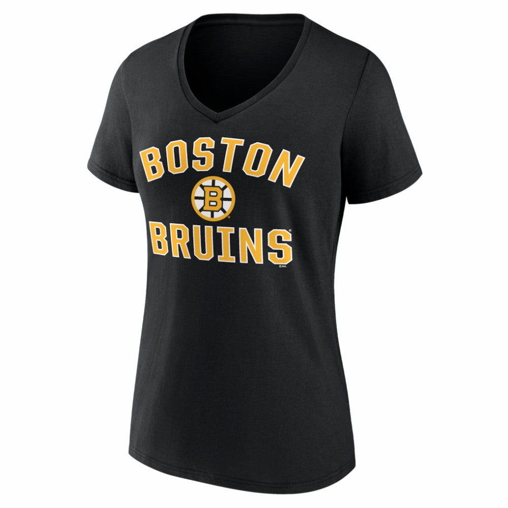 Boston Bruins Logo Athletic Women's Arch Victory V-Neck T-Shirt Discount