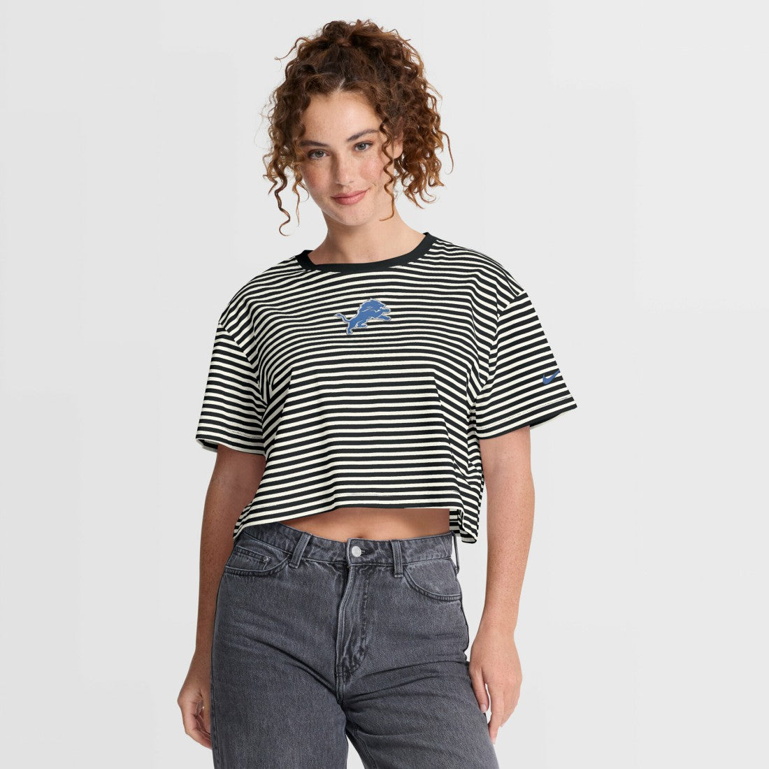 Detroit Lions Nike Women's Striped Cropped T-Shirt