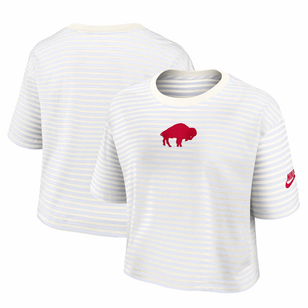 Buffalo Bills Nike Women's Striped Cropped T-Shirt