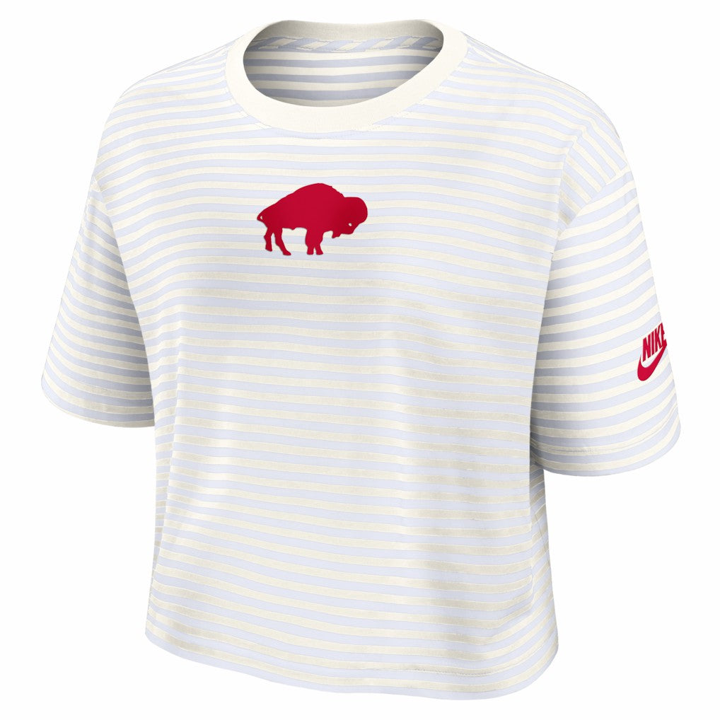 Buffalo Bills Nike Women's Striped Cropped T-Shirt