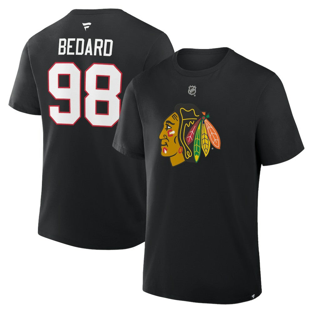 Connor Bedard Chicago Blackhawks Fanatics Authentic Stack Name & Number T-Shirt Sale