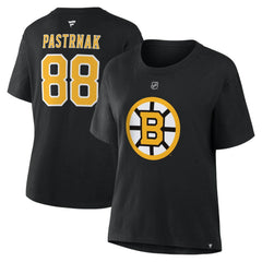 David Pastrnak Boston Bruins Fanatics Women's Authentic Stack Name & Number T-Shirt On Sale