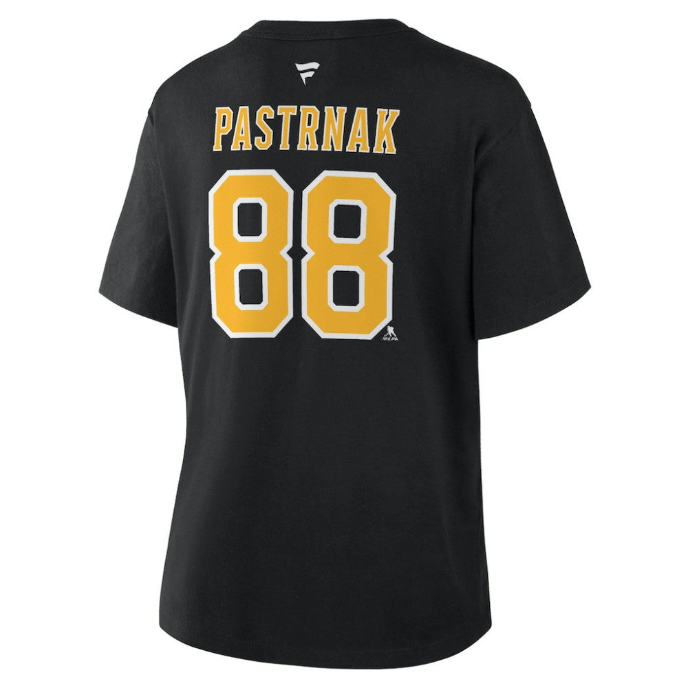 David Pastrnak Boston Bruins Fanatics Women's Authentic Stack Name & Number T-Shirt On Sale