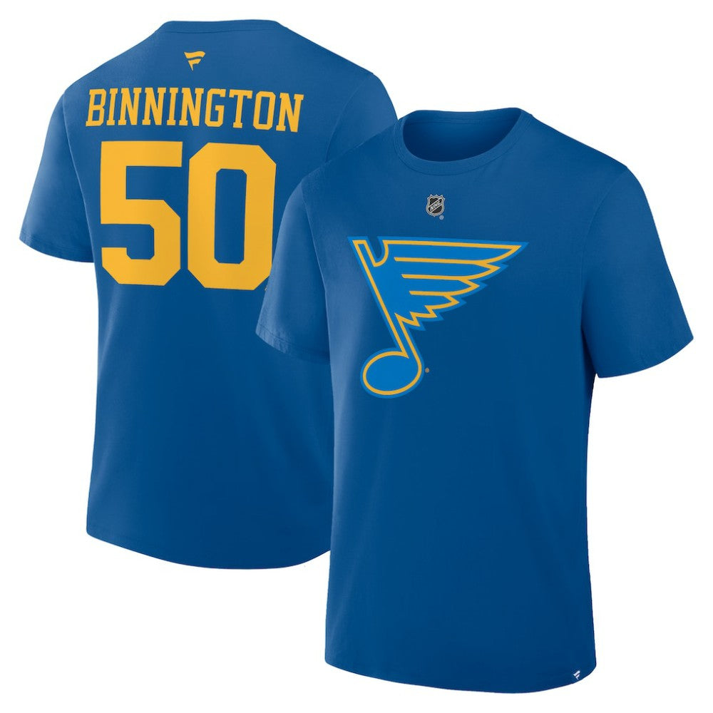 Jordan Binnington St. Louis Blues Fanatics Authentic Stack Name & Number T-Shirt Outlet