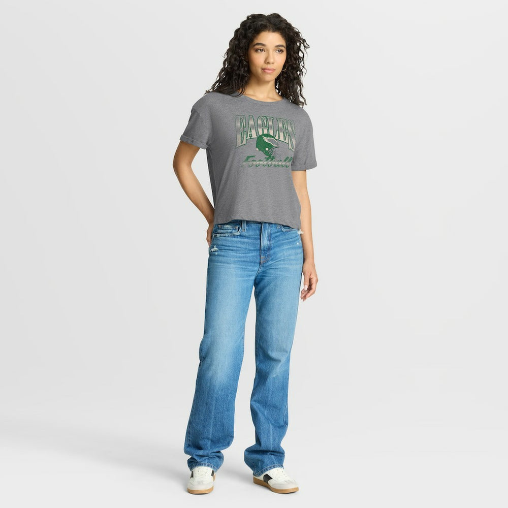 Philadelphia Eagles Fanatics Women's Overplayed Tribute Tri-Blend Boxy T-Shirt
