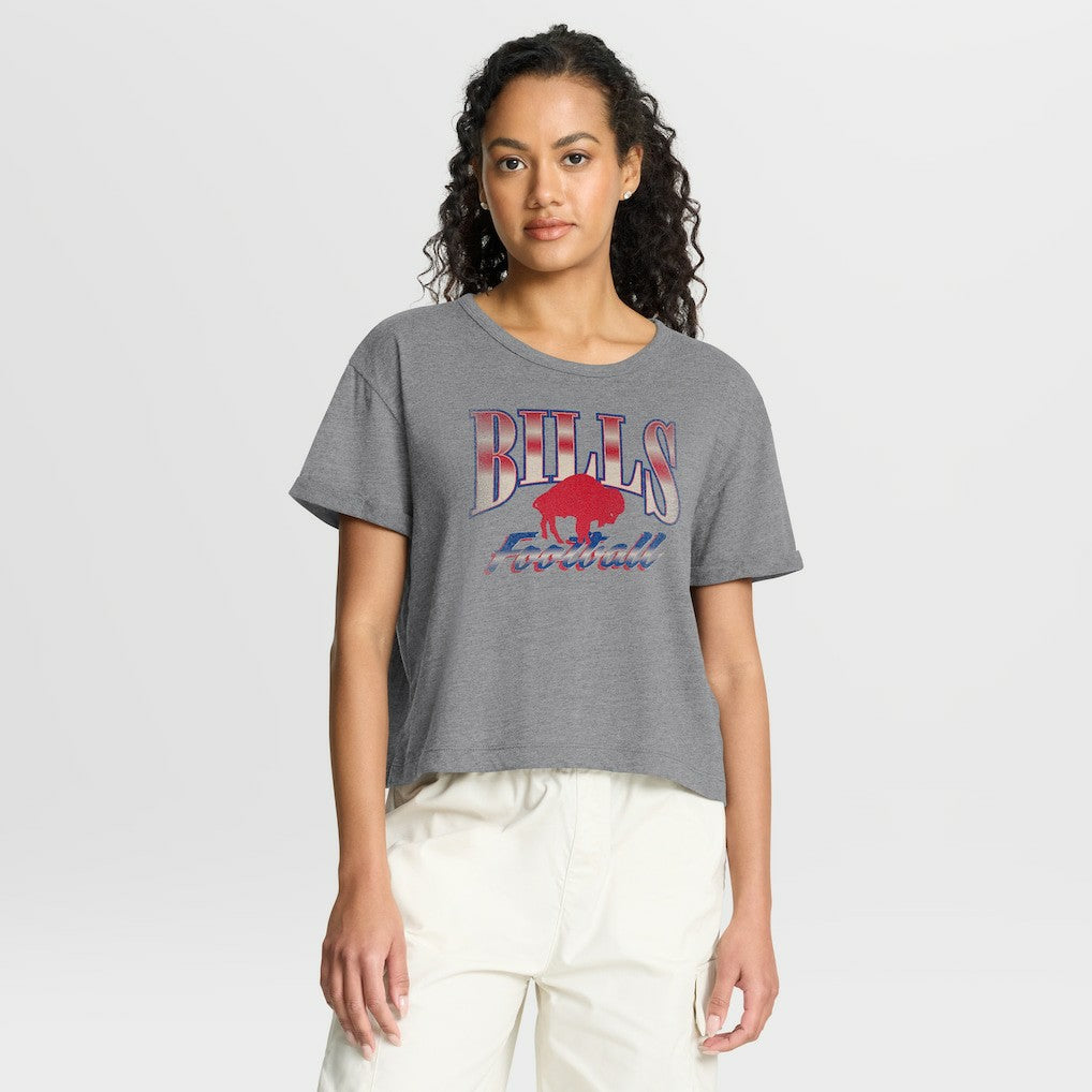 Buffalo Bills Fanatics Women's Overplayed Tribute Tri-Blend Boxy T-Shirt