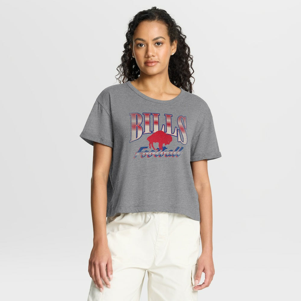 Buffalo Bills Fanatics Women's Overplayed Tribute Tri-Blend Boxy T-Shirt