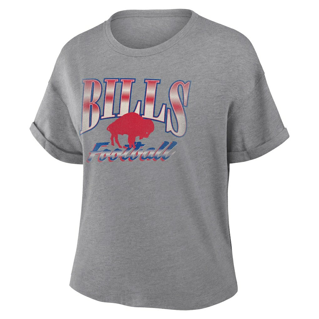 Buffalo Bills Fanatics Women's Overplayed Tribute Tri-Blend Boxy T-Shirt