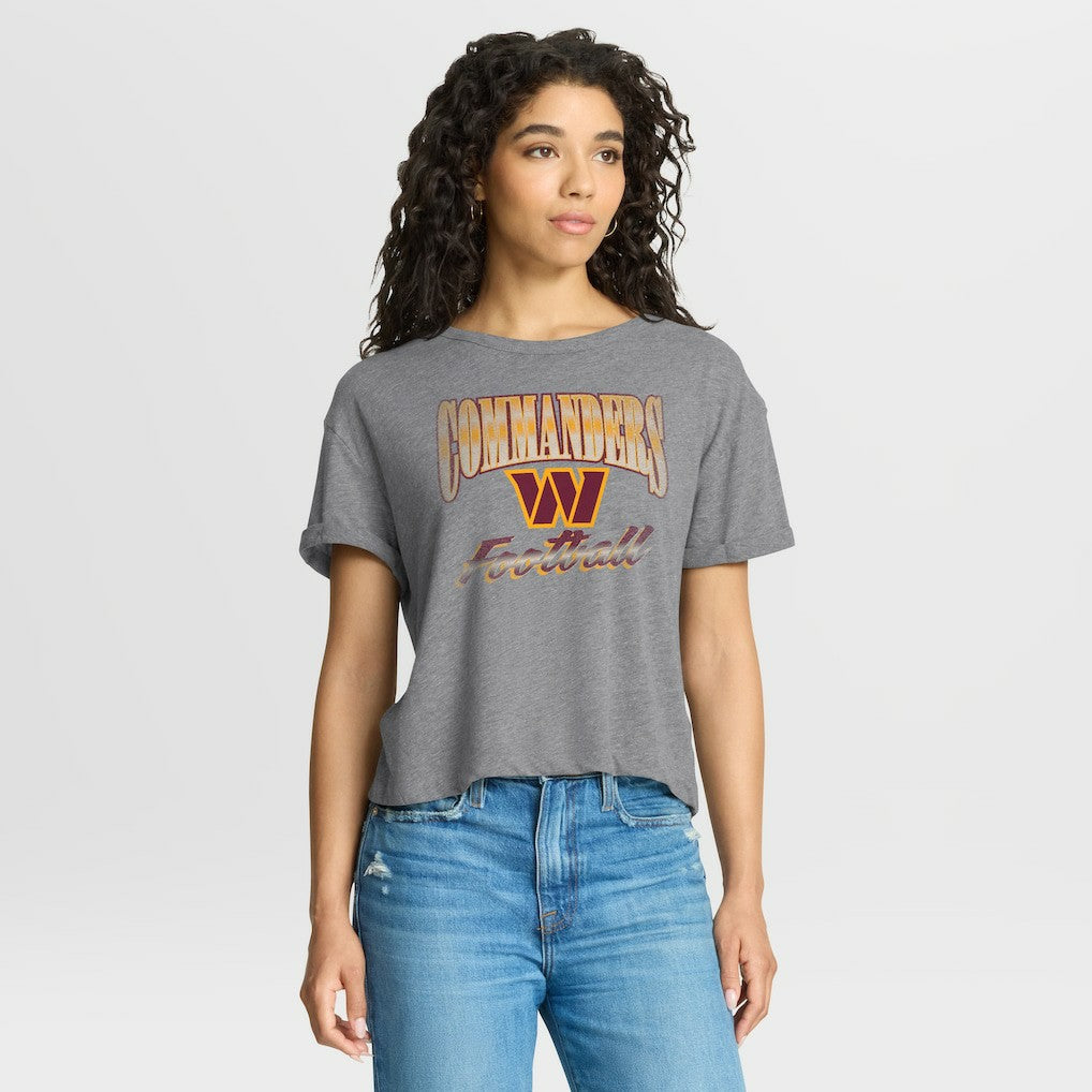 Washington Commanders Fanatics Women's Overplayed Tribute Tri-Blend Boxy T-Shirt