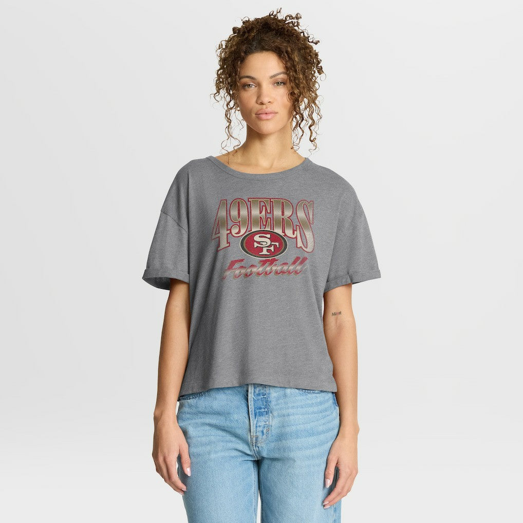 San Francisco 49ers Fanatics Women's Overplayed Tribute Tri-Blend Boxy T-Shirt