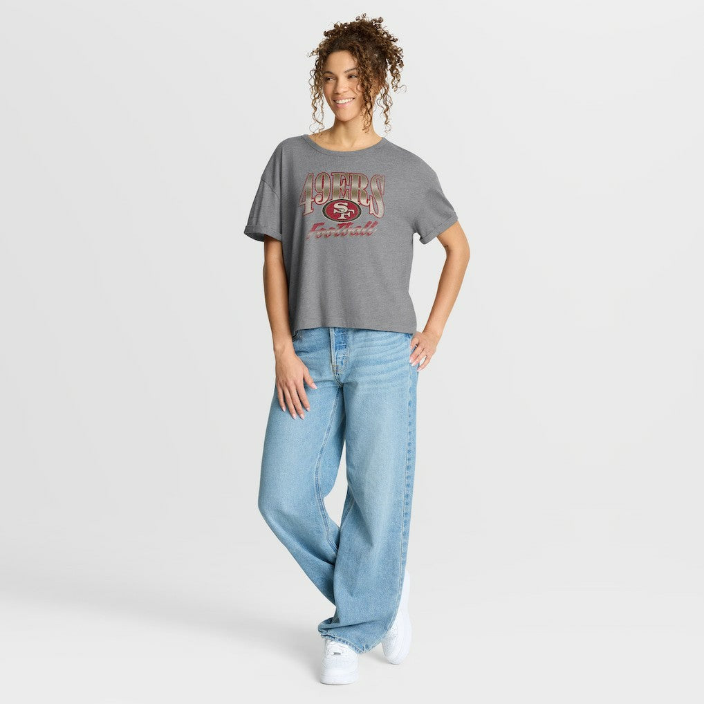 San Francisco 49ers Fanatics Women's Overplayed Tribute Tri-Blend Boxy T-Shirt