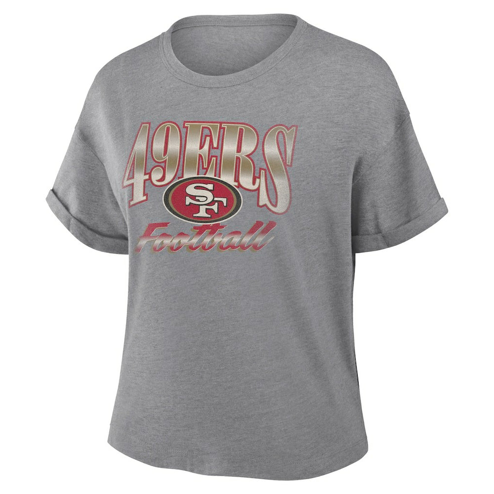 San Francisco 49ers Fanatics Women's Overplayed Tribute Tri-Blend Boxy T-Shirt