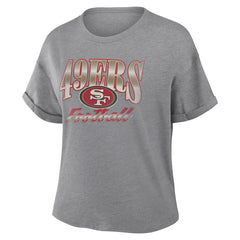 San Francisco 49ers Fanatics Women's Overplayed Tribute Tri-Blend Boxy T-Shirt