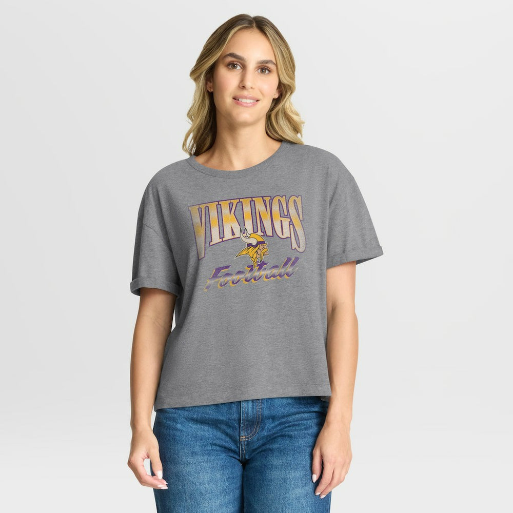 Minnesota Vikings Fanatics Women's Overplayed Tribute Tri-Blend Boxy T-Shirt