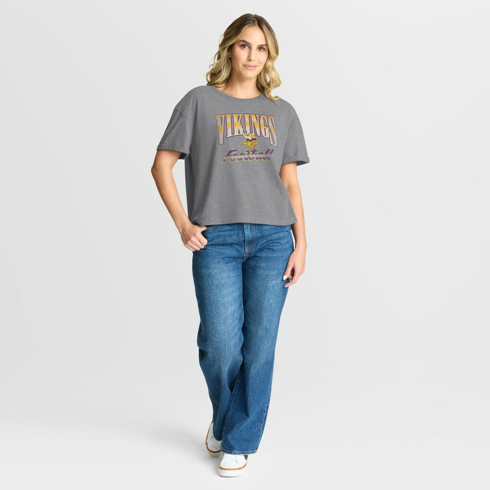 Minnesota Vikings Fanatics Women's Overplayed Tribute Tri-Blend Boxy T-Shirt