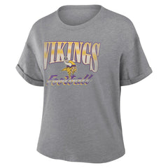 Minnesota Vikings Fanatics Women's Overplayed Tribute Tri-Blend Boxy T-Shirt