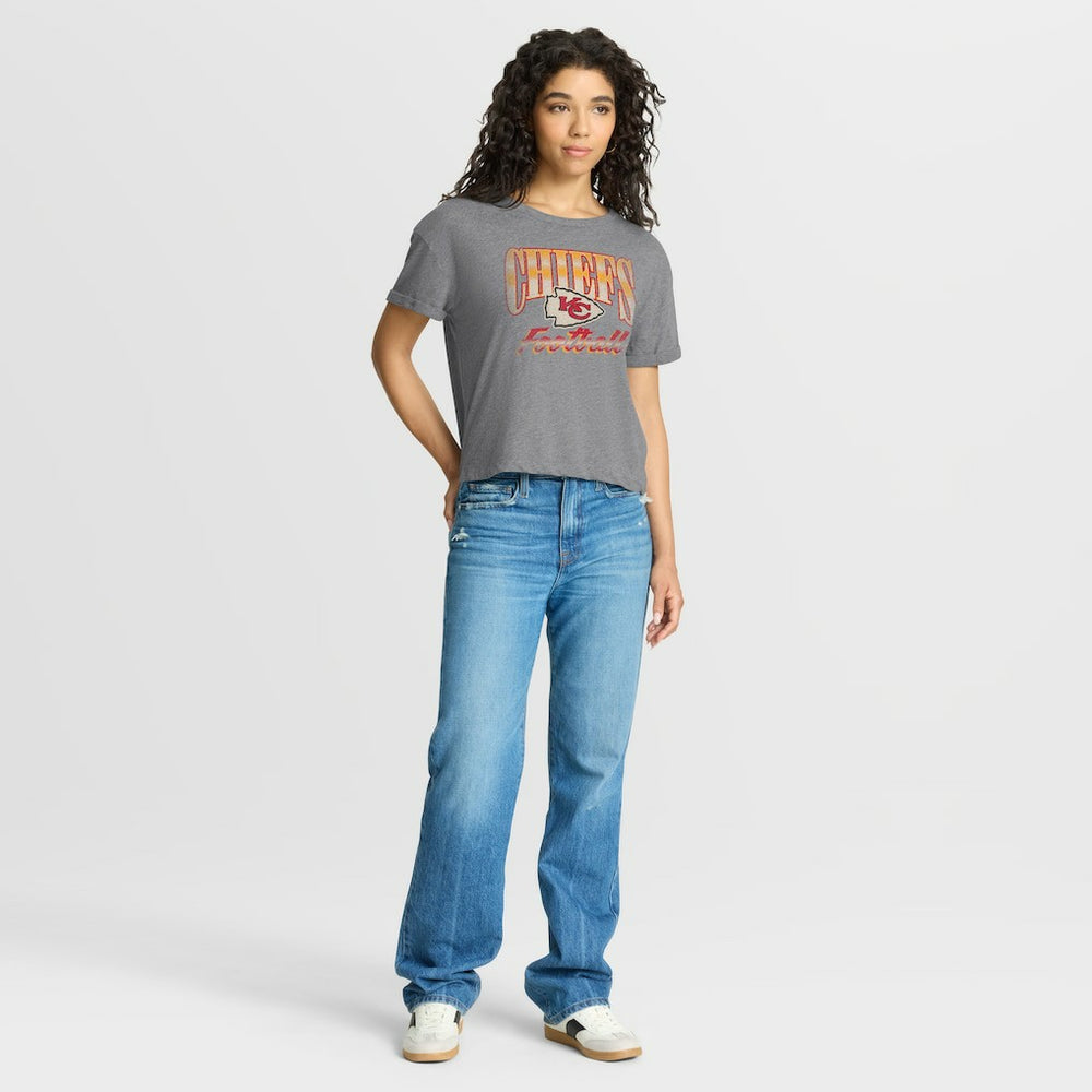 Kansas City Chiefs Fanatics Women's Overplayed Tribute Tri-Blend Boxy T-Shirt