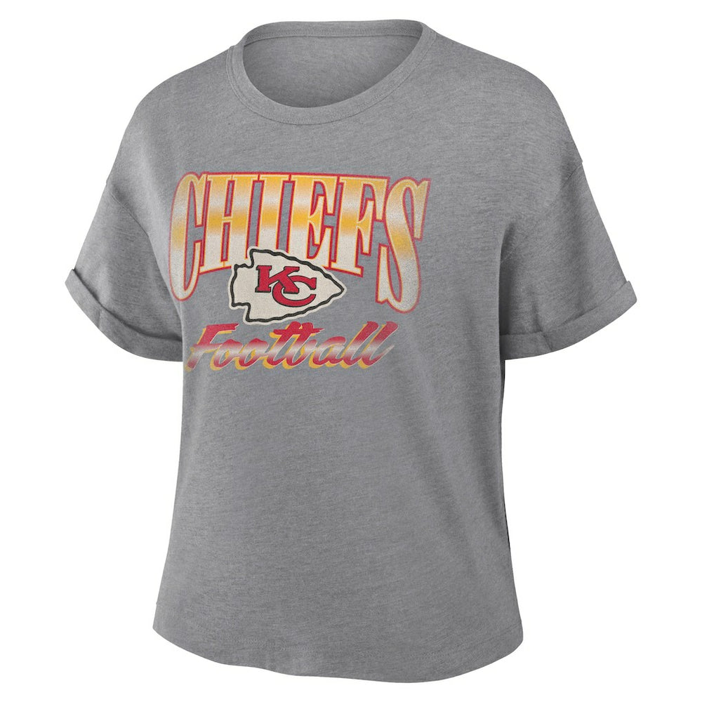 Kansas City Chiefs Fanatics Women's Overplayed Tribute Tri-Blend Boxy T-Shirt